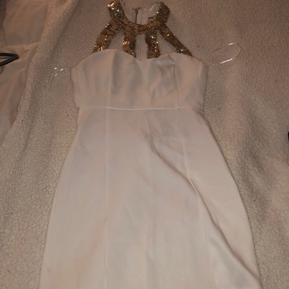 Sparkly Gold and white homecoming/clubbing dress